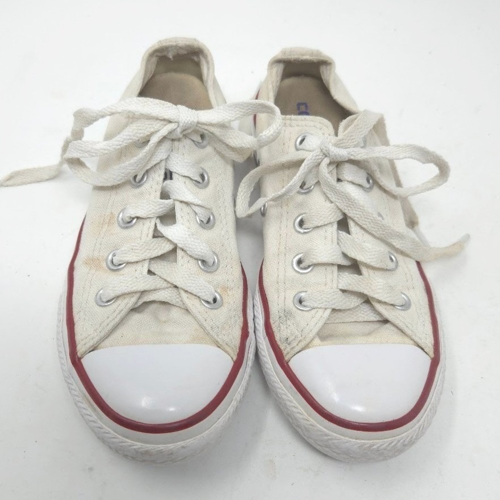 Converse All Star Chuck Taylor Low Top Youth 12 White Red Canvas